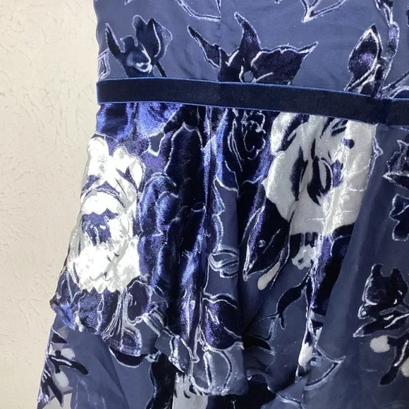 Marchesa Notte Cocktail Dress Tiered Velvet Burnout NWT 12 - Picture 7 of 12